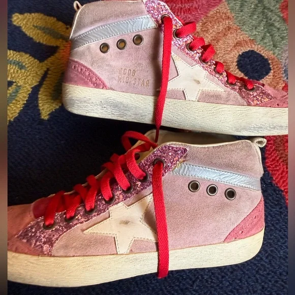 Golden Goose Midstar Sneakers - Red Pink Glitter - Picture 3 of 9